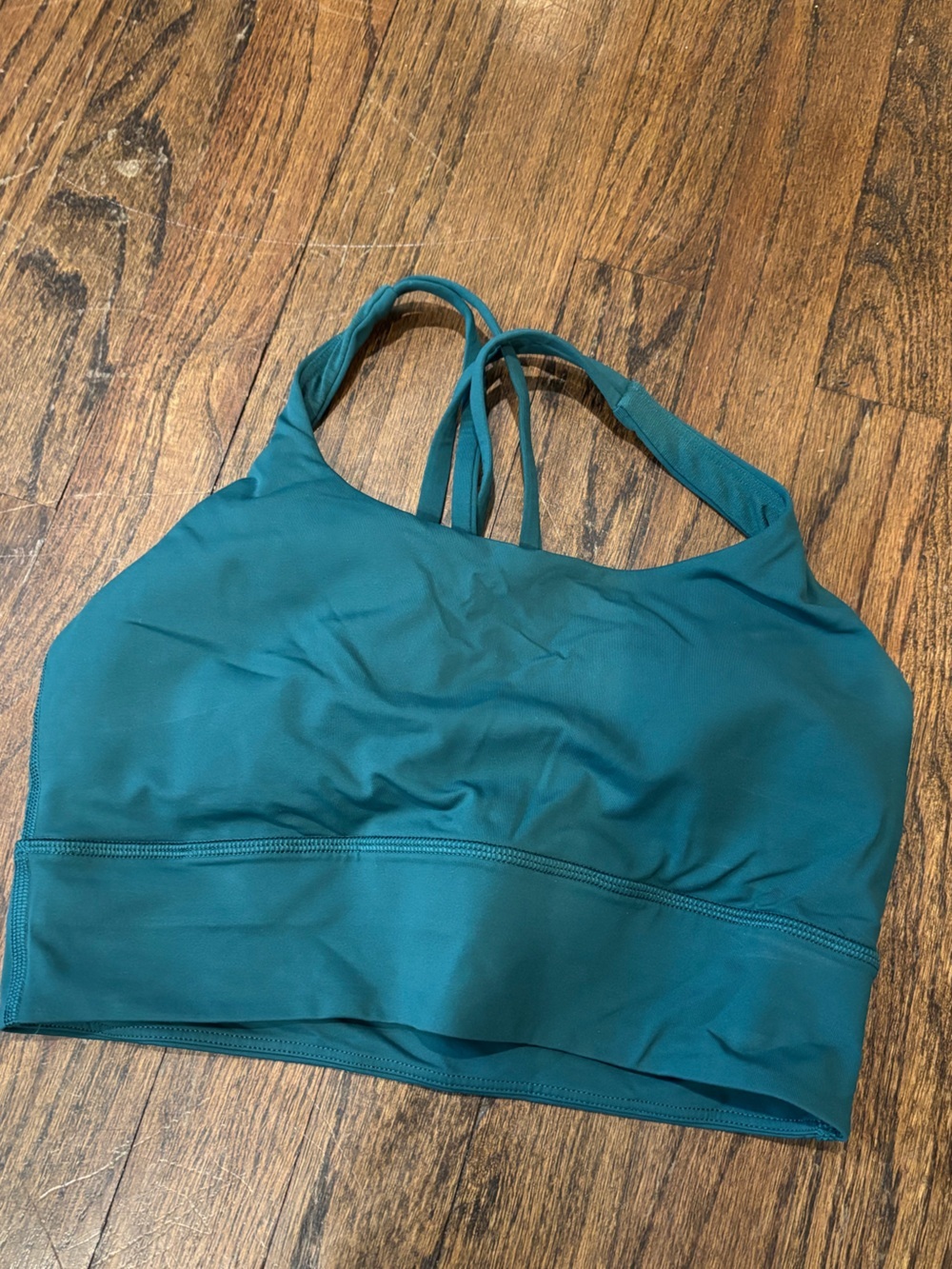 lululemon athletica teal lined pattern Strappy Sports Bra women’s size 6 - Picture 6 of 8